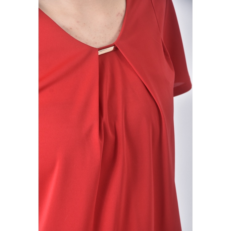 (S) ob style質感紅色短袖上衣二手衣, , large