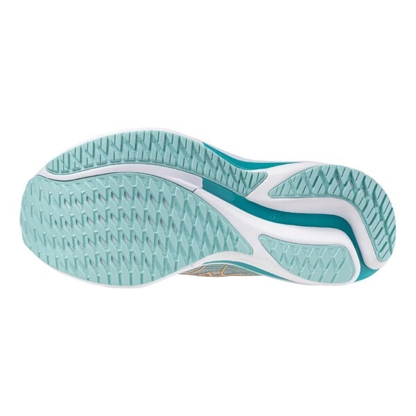 Mizuno Wave Rider 28 Sw 女 慢跑鞋 超寬楦 彈力 支撐 緩震 灰 橘綠 [J1GD240672], , large