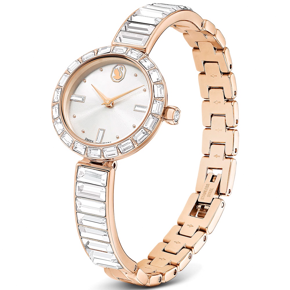 SWAROVSKI 施華洛世奇 Matrix Bangle 方形切割水晶手鐲式手錶 女錶-25mm(5677484), , large
