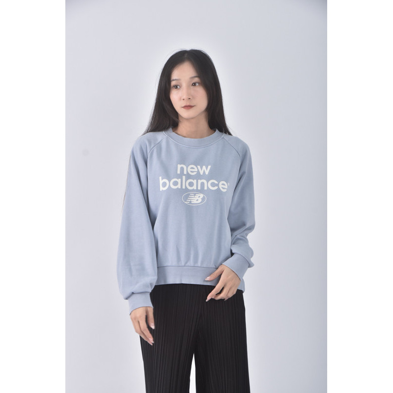 (M) new balance質感棉質圓領藍色長袖上衣二手衣, , large
