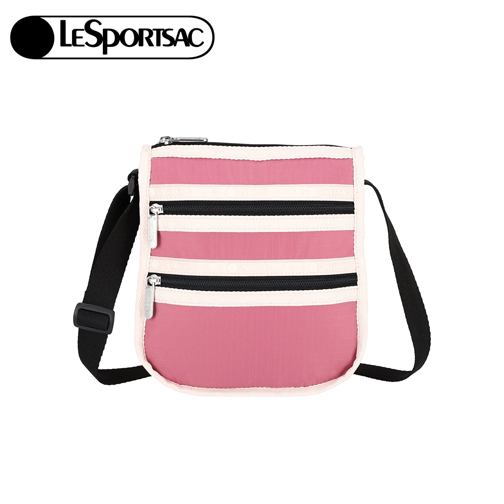 |快速出貨|Lesportsac 3-Zip Crossbody 三層拉鍊斜背包 手機包 送禮-桃紅色, , large