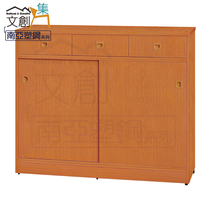 【文創集】雷凱 環保4.1尺南亞塑鋼推門三抽鞋櫃(客約商品), , large