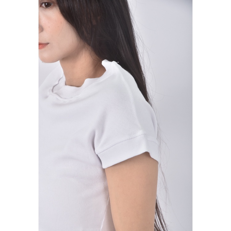 (S) topdressing韓牌質感修身短版白色短袖上衣二手衣, , large