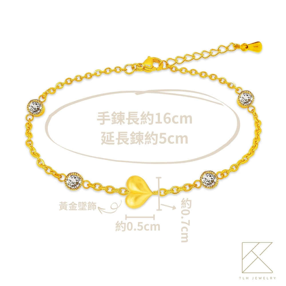 【TLH】黃金墜手鍊 純金999 蜜桃甜心 約重0.05錢±0.01, , large