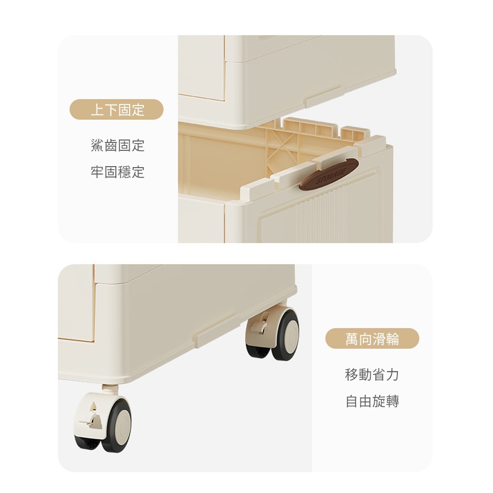 【AOTTO】80面寬大容量翻蓋附輪三層收納櫃(AC-205), , large