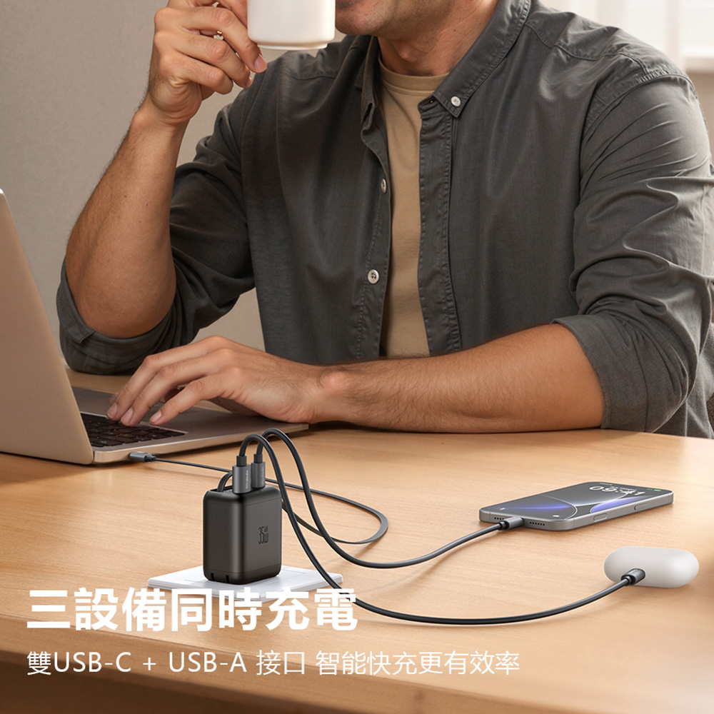 Mcdodo麥多多 LQ CH129 FreeGo系列 35W GaN自帶伸縮線快充充電器 A+C 美規, , large