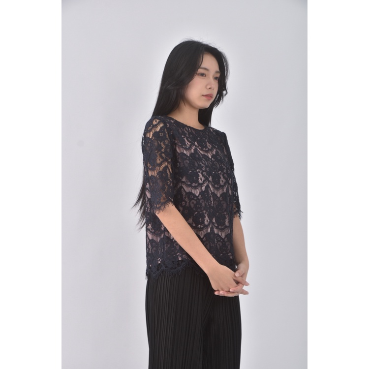 (S) jill stuart質感假兩件藍色短袖上衣二手衣, , large