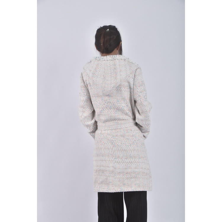 (XL) petit camelia厚磅長版白色綁帶外套二手衣, , large