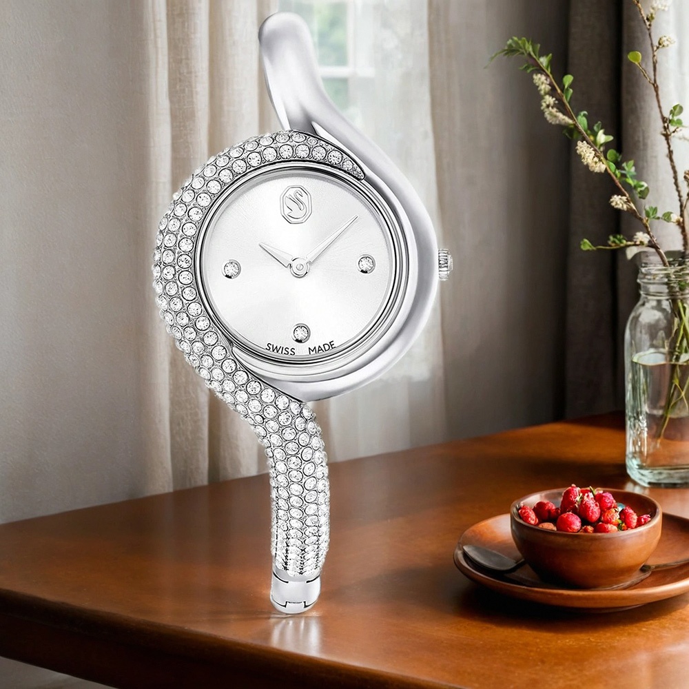 SWAROVSKI 施華洛世奇 Dextera 迷人曲線手鐲式水晶手錶 女錶-29mm 送禮推薦 5700996, , large