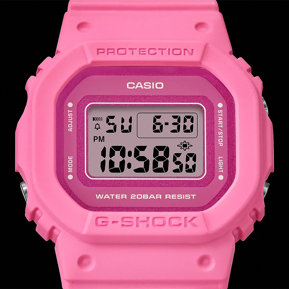 CASIO 卡西歐 G-SHOCK 單色時尚 霧面方形女錶 電子錶-粉紅 GMD-S5610PP-4, , large