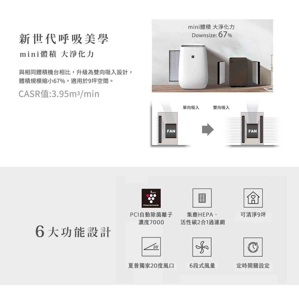 SHARP 夏普 9坪Purefit 雙向速淨 智慧空氣清淨機 FU-S40T-T, , large
