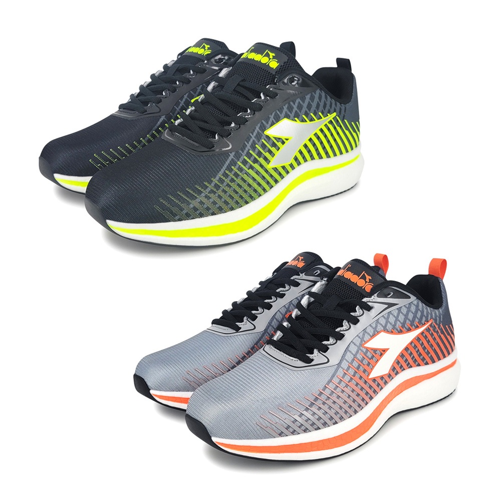 DIADORA迪亞多那 輕量專業慢跑男鞋 男運動鞋 慢跑鞋 漸層 寬楦 透氣 吸震 減壓 乳膠鞋墊 止滑 灰綠 灰桔, , large