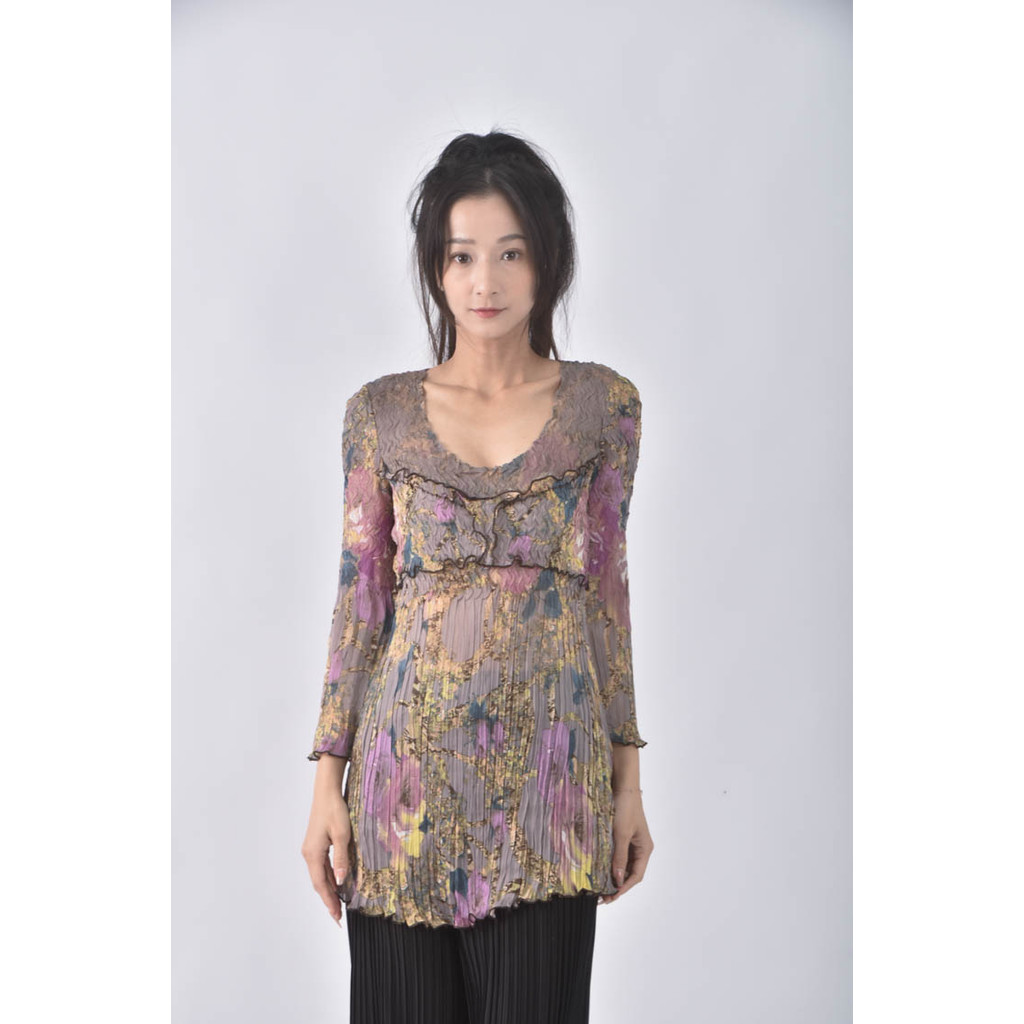 (S) anna paganie壓紋紫色長袖上衣二手衣, , large