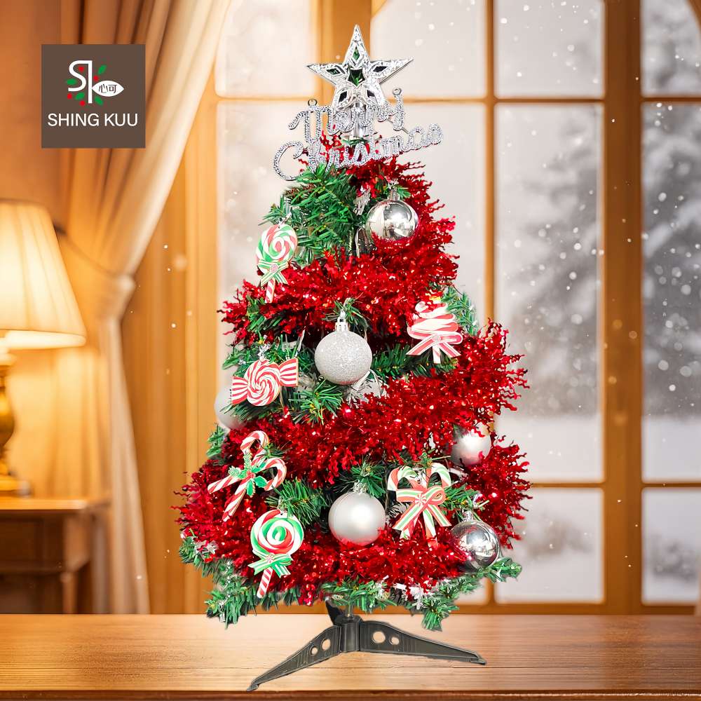 心可樂活-2尺60cm小美好套裝聖誕樹+3號童年快樂糖果彩繪木片飾品組_不含燈款_台灣本島免運費, , large