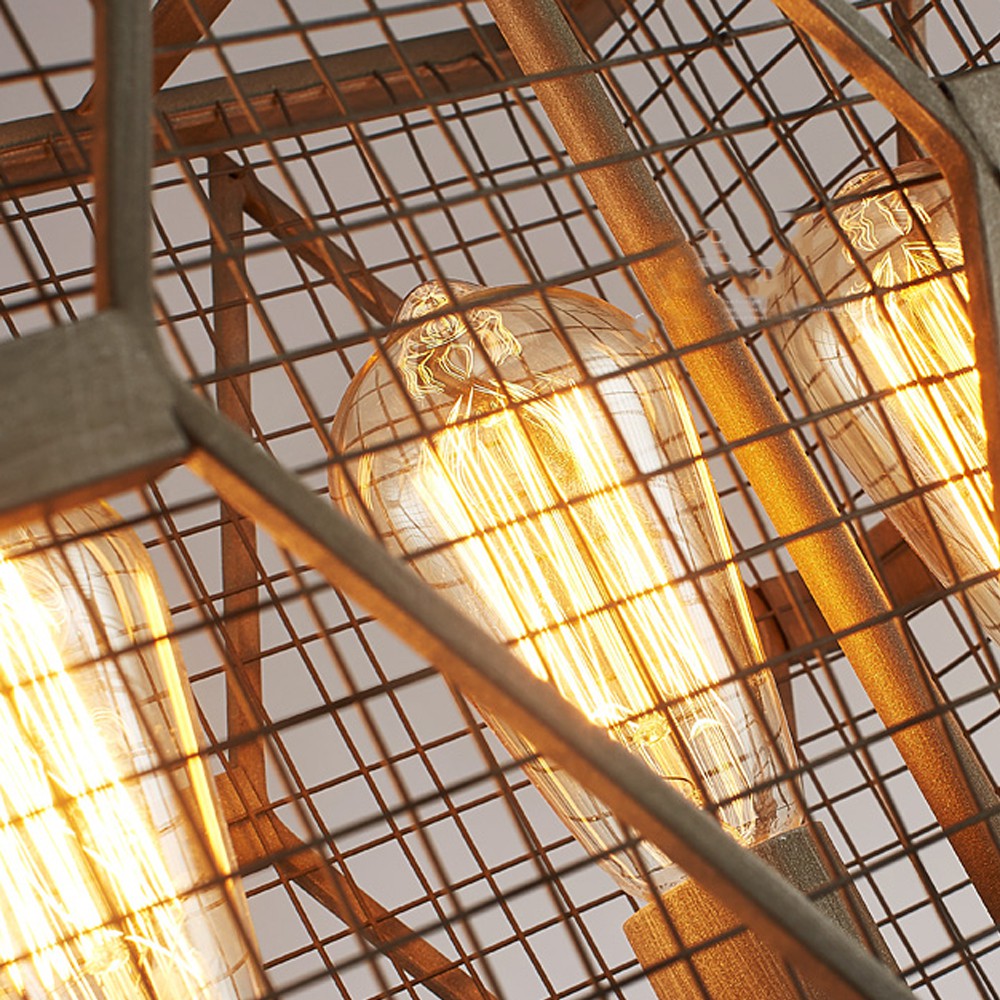 【H&R安室家】 53x29x30cm小號長方鐵網吊燈 ZA0116, , large