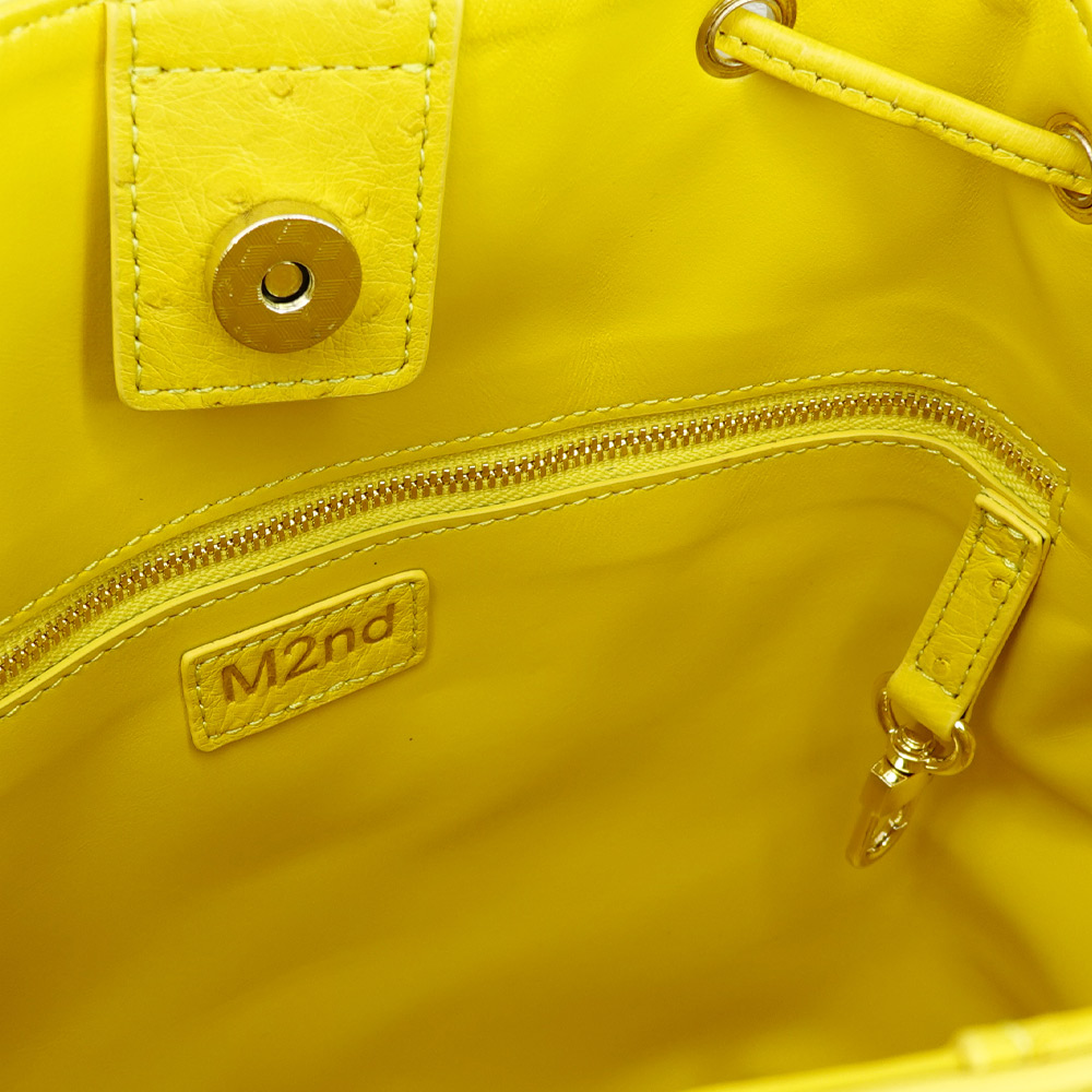 【M2ND】Ostrich bucket bag-Yellow, , large