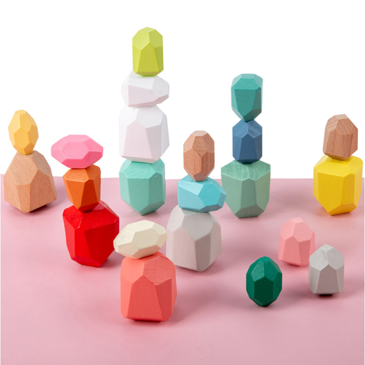 彩色疊石頭【彩色36顆】桌遊 兒童疊疊高益智玩具 最大組合 疊疊樂 疊石 疊高, , large