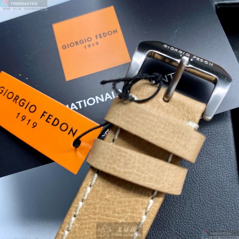 [星晴錶業]GiorgioFedon1919手錶,46mm,GF00121黑色雙面機械鏤空錶面銀錶殼咖啡色真皮皮革錶帶款, , large