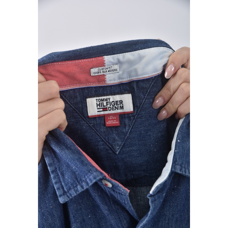 (XL) tommy hilfiger質感丹寧牛仔棉質純棉藍色短袖上衣二手衣, , large