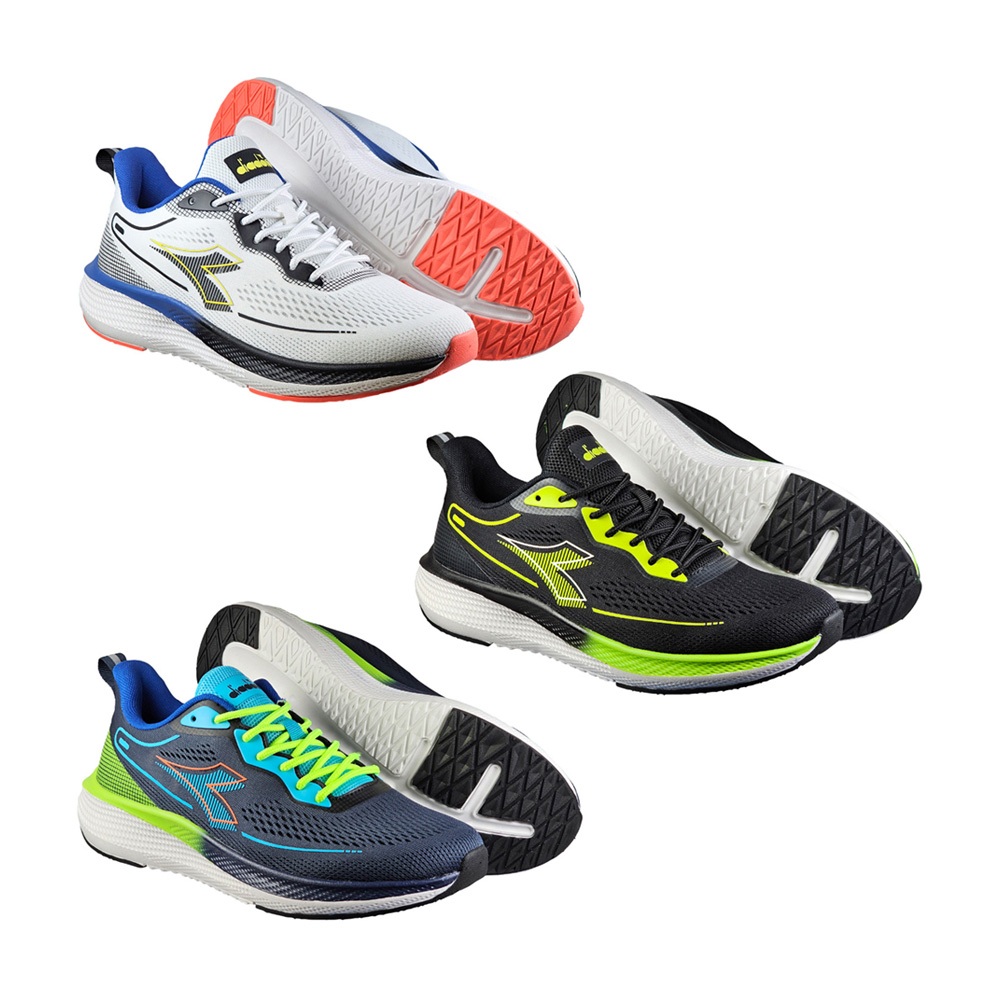 DIADORA迪亞多那 專業輕量慢跑鞋 男運動鞋 男鞋 時尚 透氣 飛織 抗菌 吸震 減壓 緩衝 止滑 白 黑綠 藍, , large