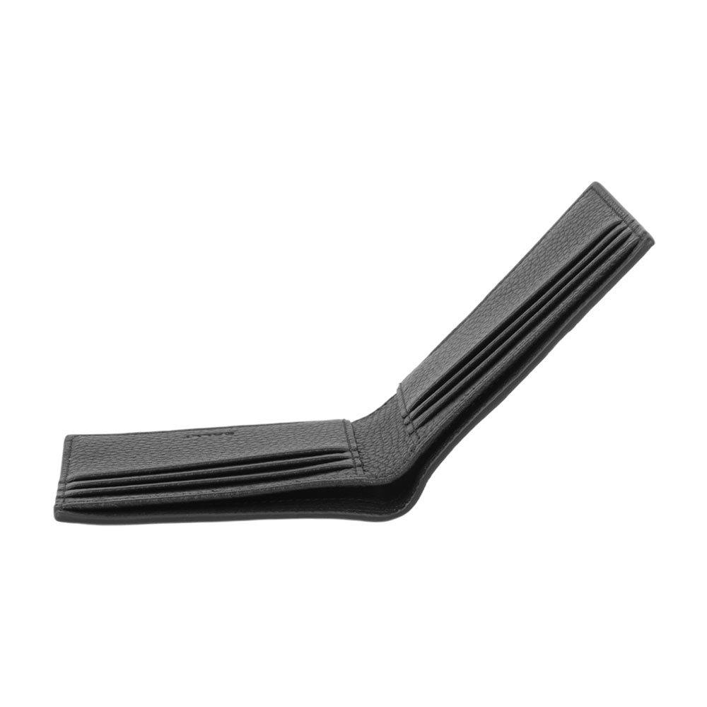 BALLY Ribbon 黑白條紋牛皮6卡對開短夾(黑色), , large