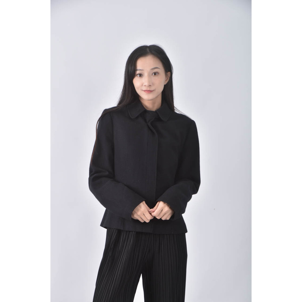 (S) ad lady羊毛素面黑色外套二手衣, , large