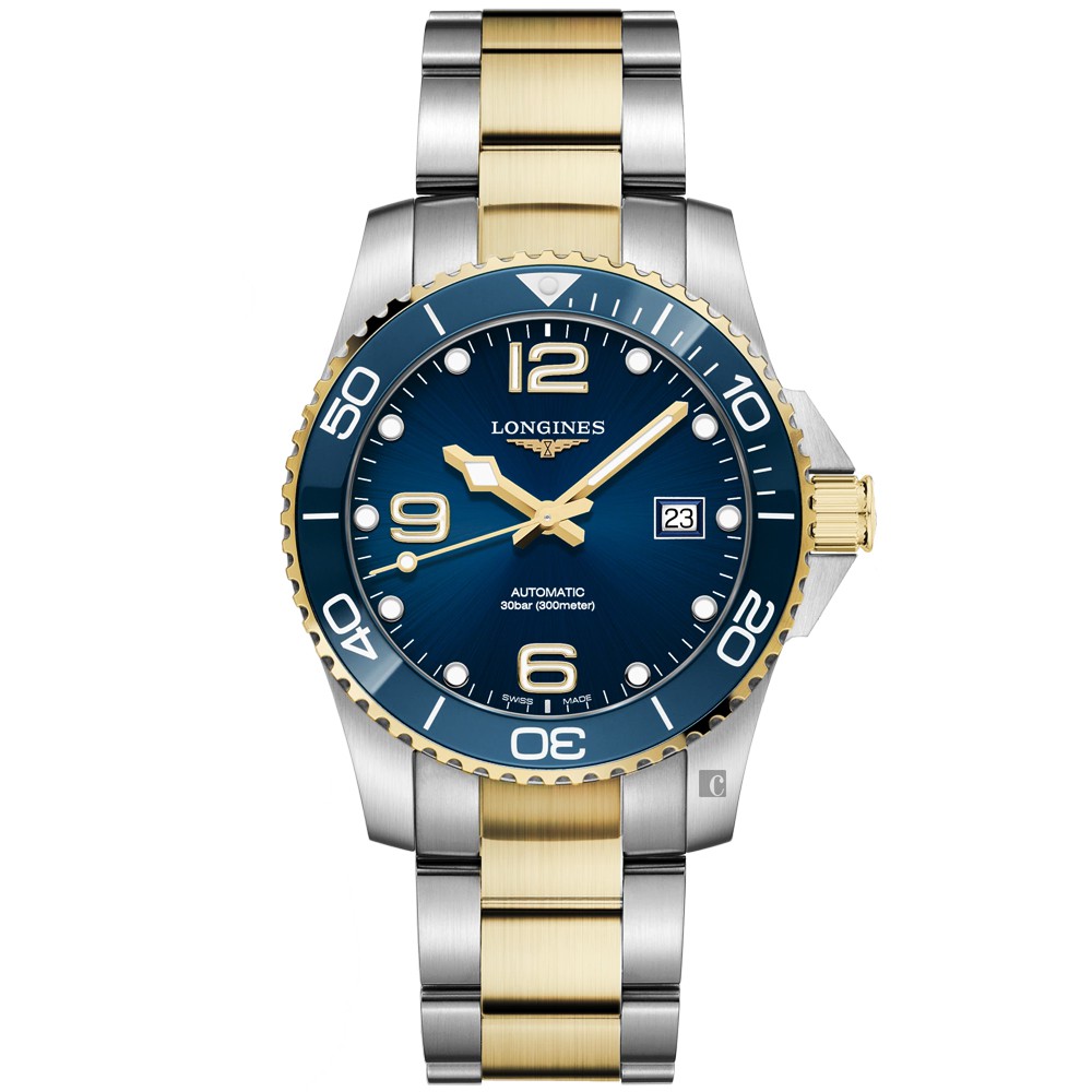 LONGINES 浪琴 深海征服者浪鬼陶瓷潛水機械錶-藍x金/41mm L37813967