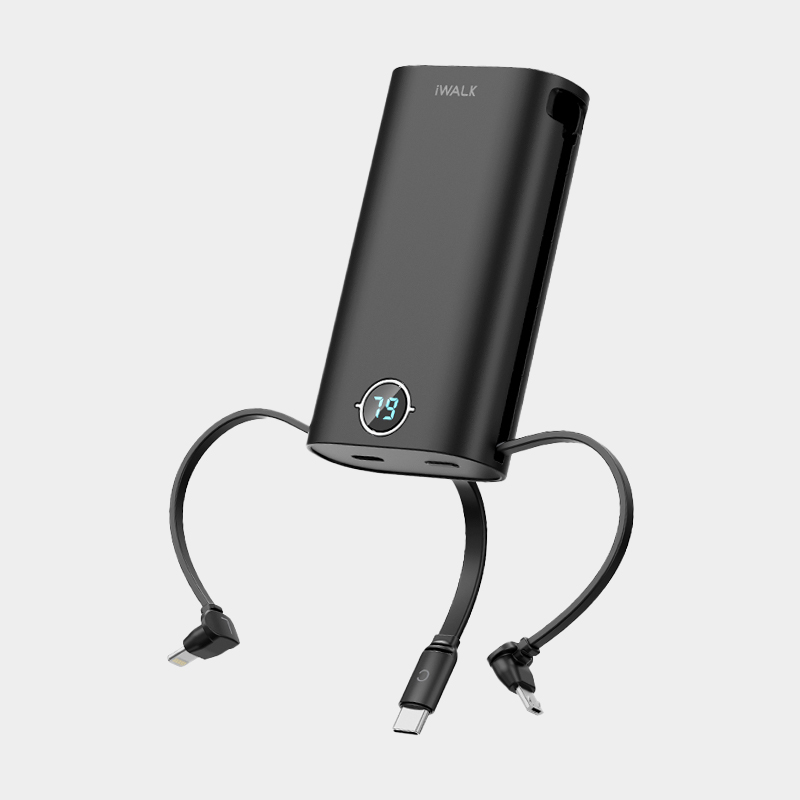 【GUXON】iWALK 9000mAh Power Squid Fast Charger 18W / Type-C + Lightning + Micro-USB / Black, , large