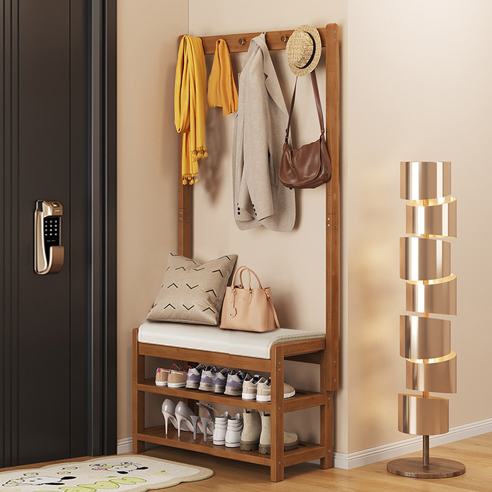 【AOTTO】日式玄關收納衣帽架換鞋凳(HA-017), , large