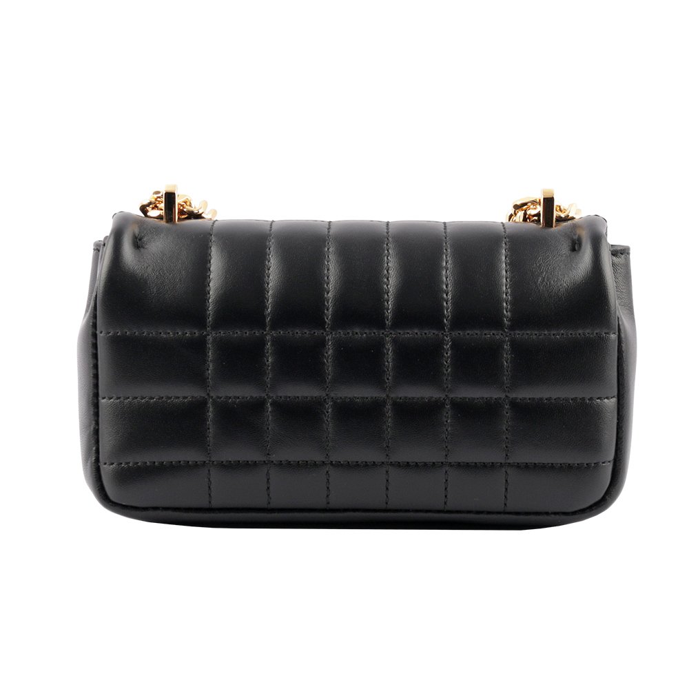 BURBERRY Lola 小羊皮縫線設計迷你翻蓋鍊包/黑色, , large