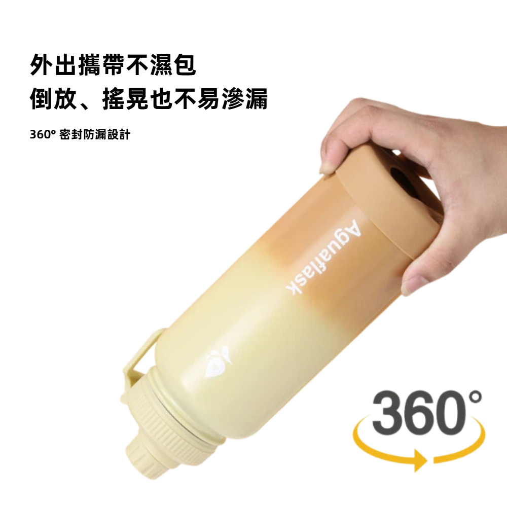 【A&R】304不鏽鋼輕顏漸層鎖溫隨行水壺 1000ML - 霧藍, , large