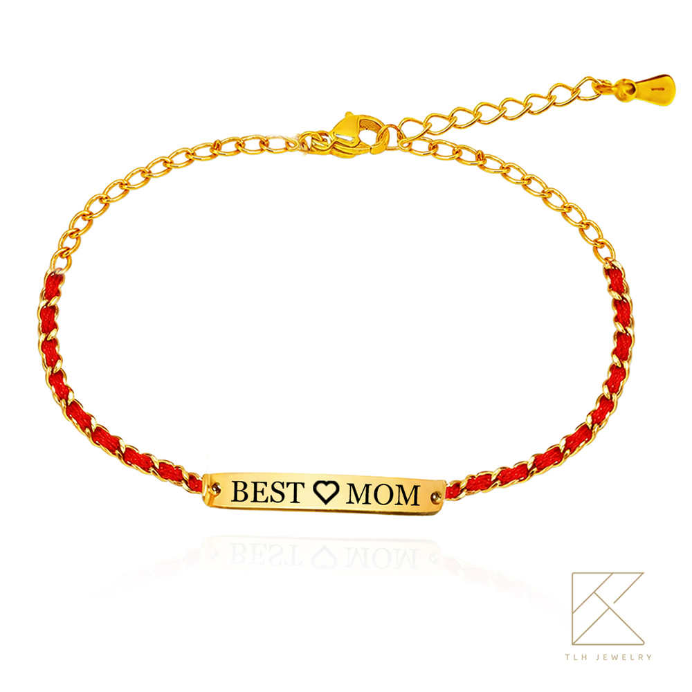 【TLH】黃金紅繩手工編織手鍊 純金999 金愛永繫 約重0.25錢&plusmn;0.03 (純金999 母親節 情人節), , large