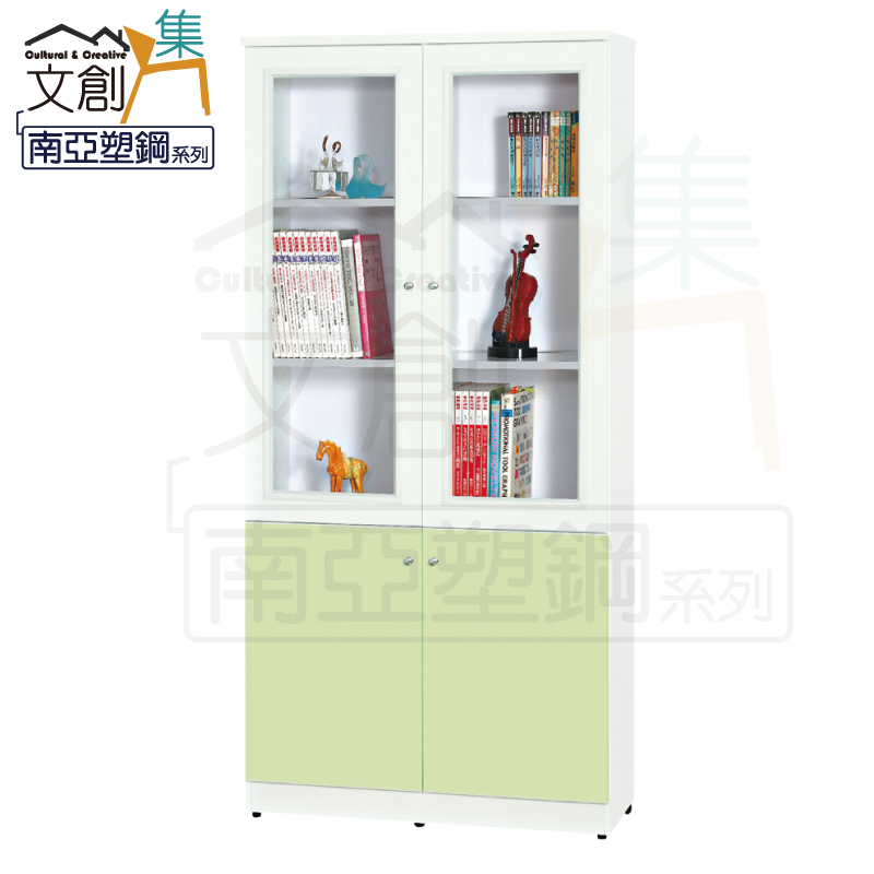 【文創集】巴莉 環保3.1尺南亞塑鋼四門書櫃/收納櫃(客約商品), , large