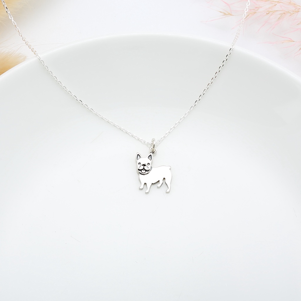 【Angel & Me】法鬥 法國鬥牛犬 狗 s925 純銀 項鍊 情人節 送禮, , large