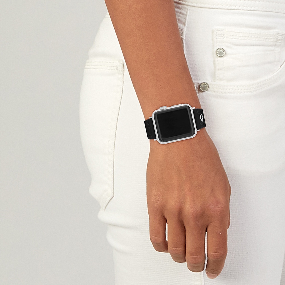 COACH Apple Watch 錶帶 38/40/41mm適用 黑色菱格紋矽膠錶帶 520快樂 送禮禮物(不含手錶), , large