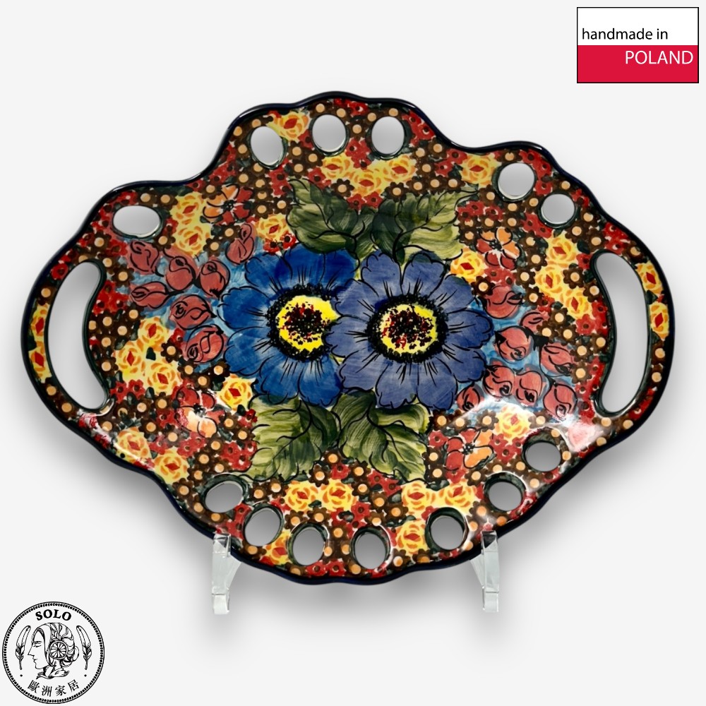 【SOLO Vintage】Cerraf Polish Pottery 26.5cm Fruit Bowl Where Flowers Bloom Deeply Series Made in Poland, , large