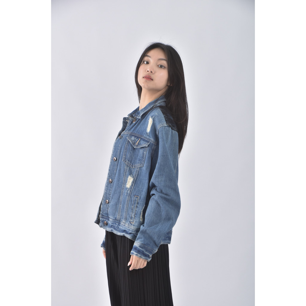 (L) forever21丹寧牛仔棉質純棉藍色外套二手衣, , large