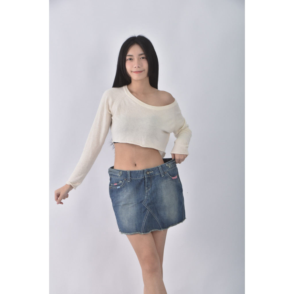 (2XL) net丹寧牛仔棉質純棉藍色短裙二手衣, , large