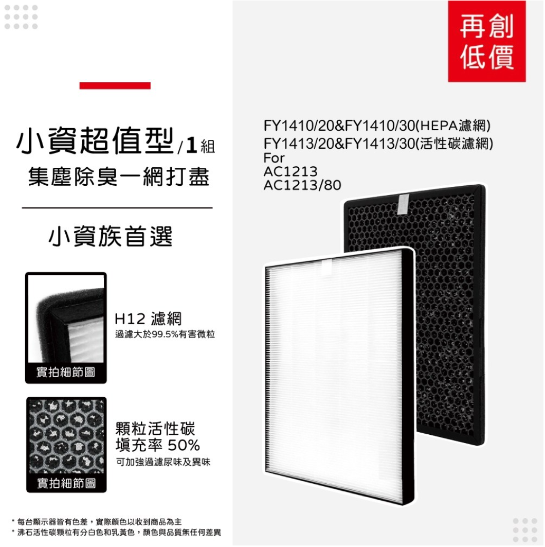 蟎著媽 適用 飛利浦 PHILIPS AC1213 AC1212 FY1410 FY1413 空氣清淨機 濾網, , large