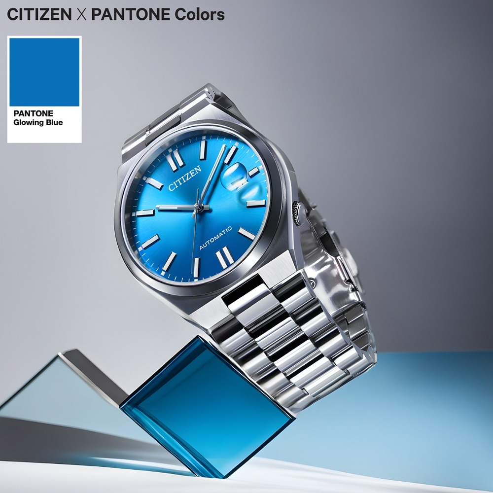 CITIZEN 星辰 X PANTONE Nowstalgia 亞洲限定炫光藍 經典機械錶 NJ0158-8, , large