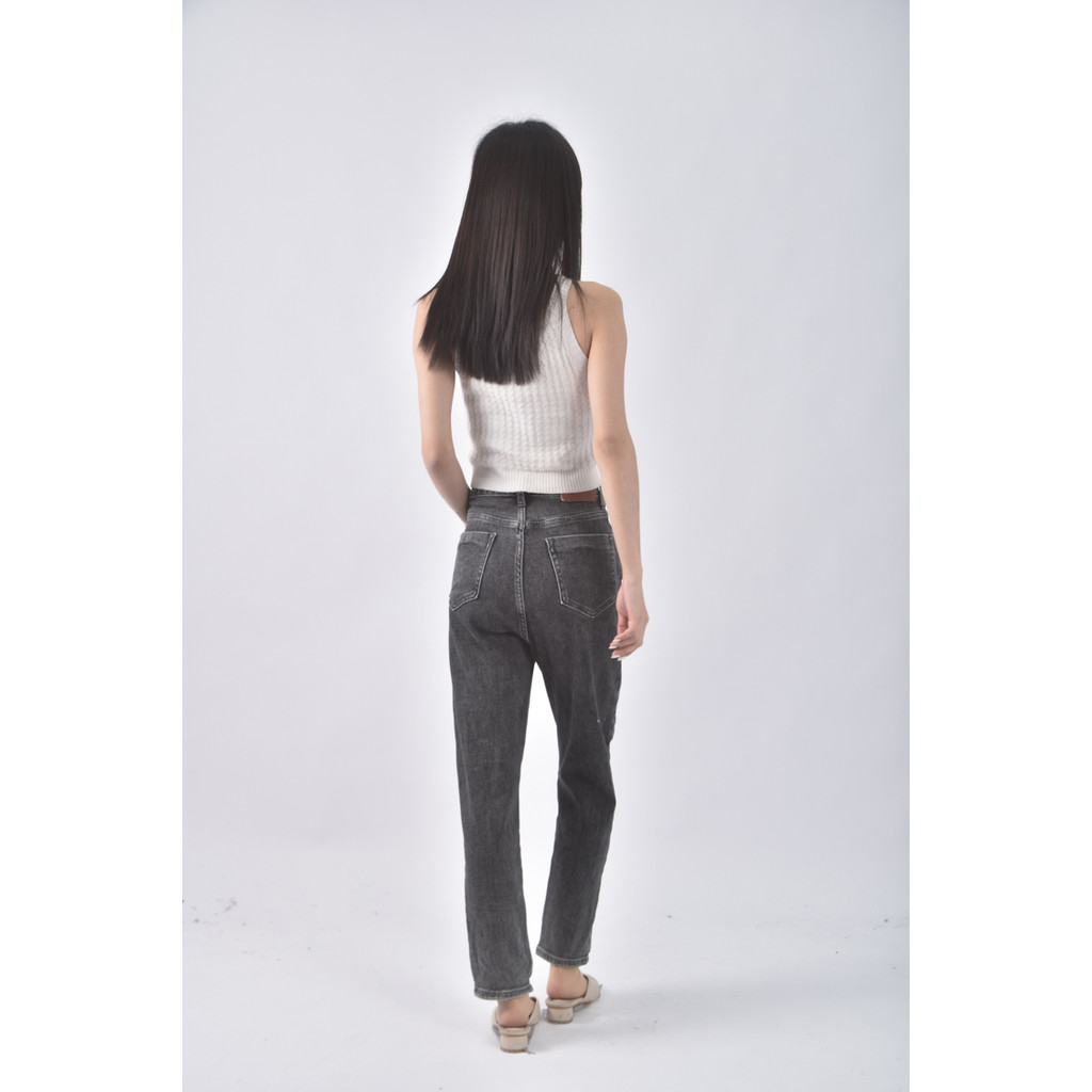 (XS（含）以下) 【里唯私服】jqu高腰丹寧牛仔直筒灰色長褲二手衣, , large
