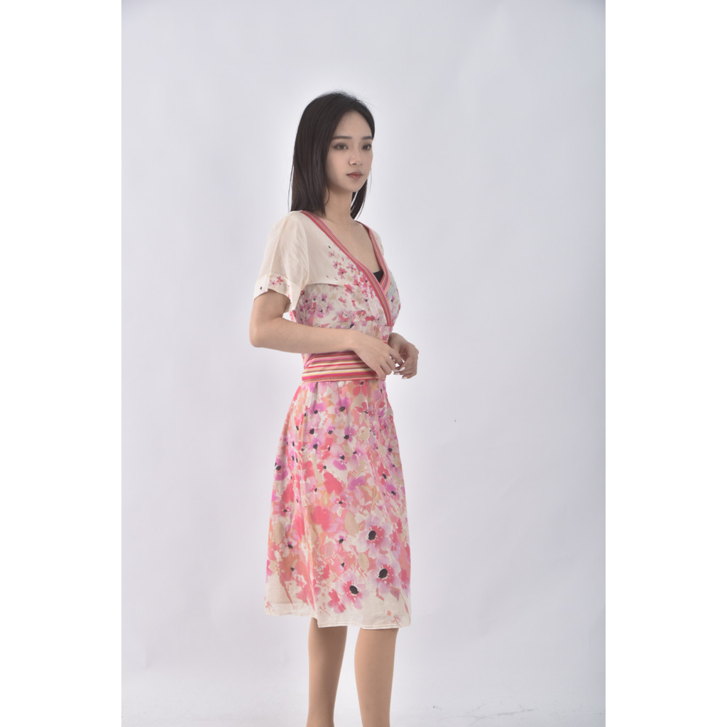 (S) i blues棉質條紋粉色綁帶洋裝二手衣, , large