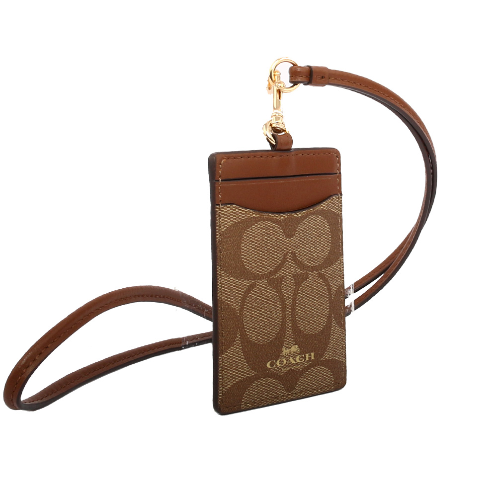COACH PVC LOGO掛式証件套/卡夾/木頭色, , large