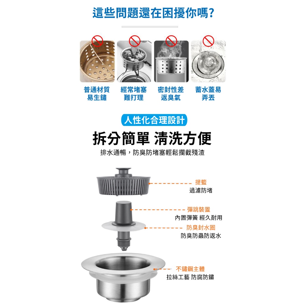【APEX】升級加大不鏽鋼彈跳廚房過濾水槽140mm口徑, , large