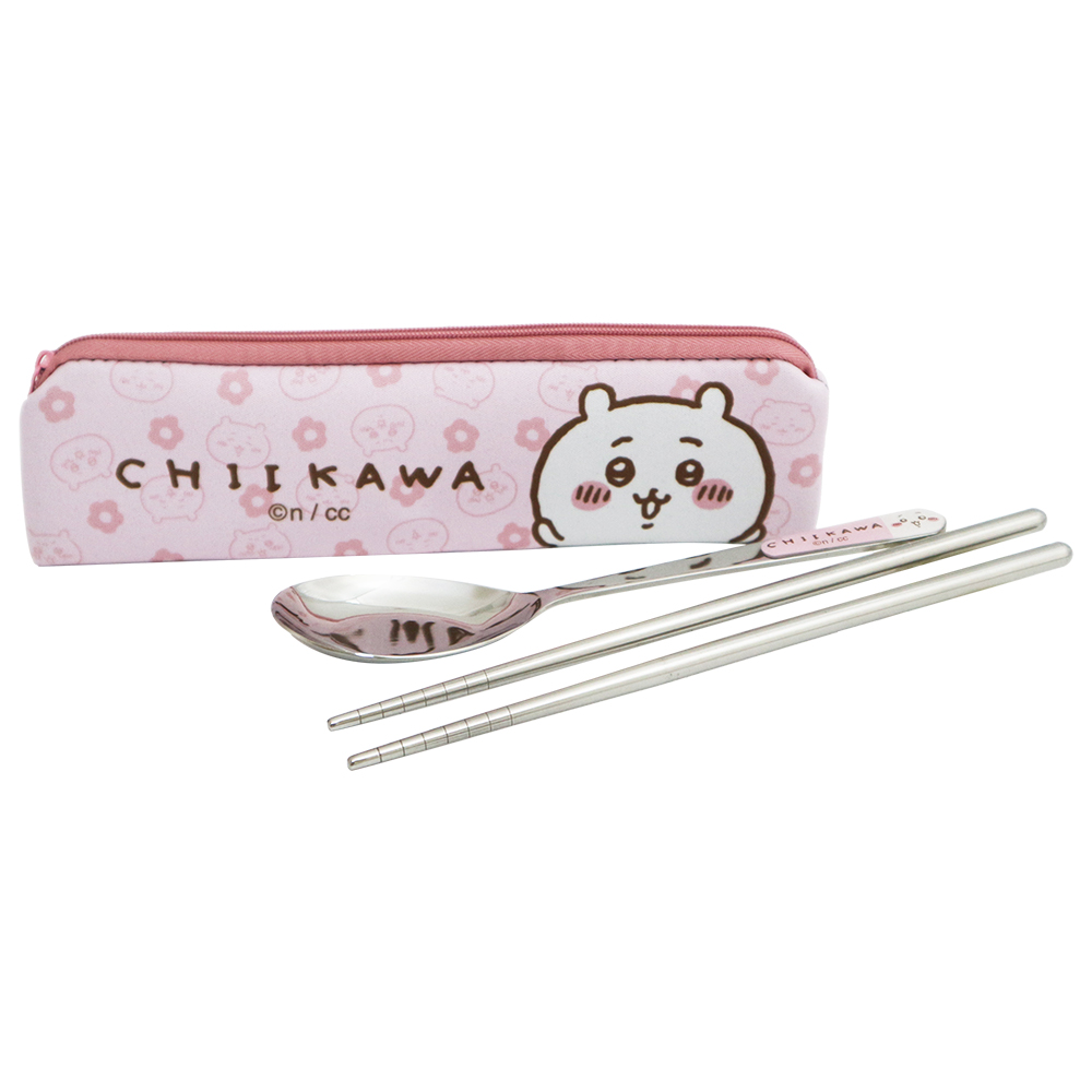 吉伊卡哇-潛水布不鏽鋼餐具組-粉-2組, , large