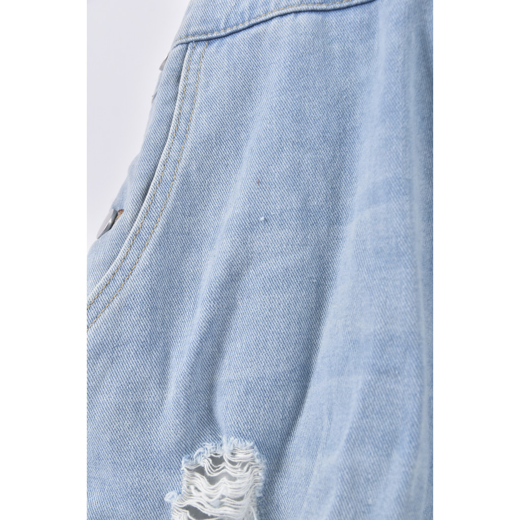 (4XL（含）以上) shein高腰丹寧牛仔吊帶藍色長褲二手衣, , large