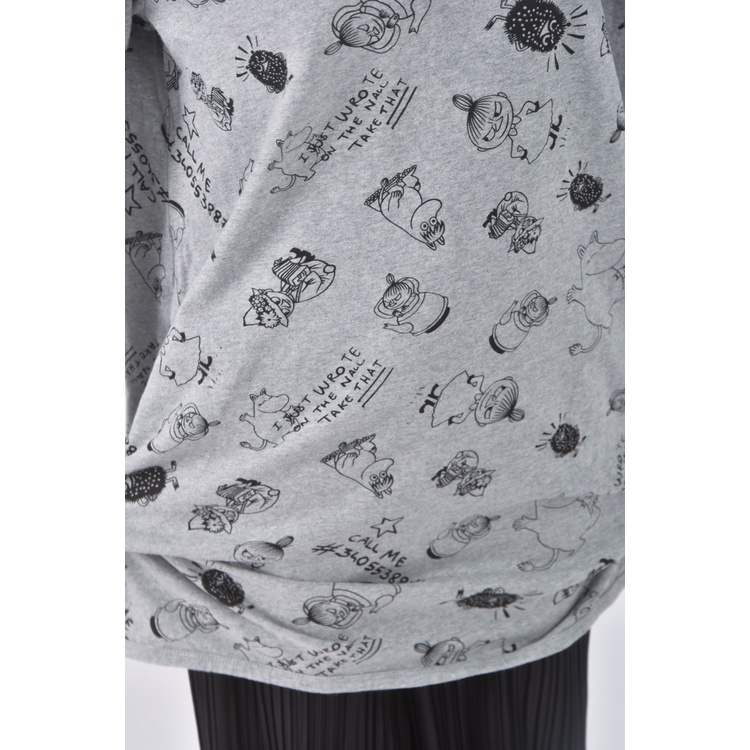 (M) odri質感印花灰色長袖上衣二手衣, , large