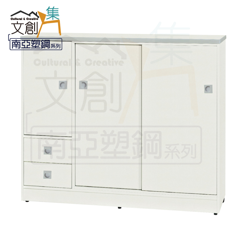 【文創集】摩卡 環保4.1尺南亞塑鋼推門二抽鞋櫃(客約商品), , large