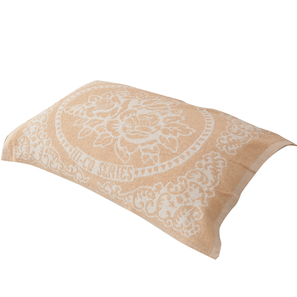 緹花枕巾-50x75cm-駝色-2條入x1包