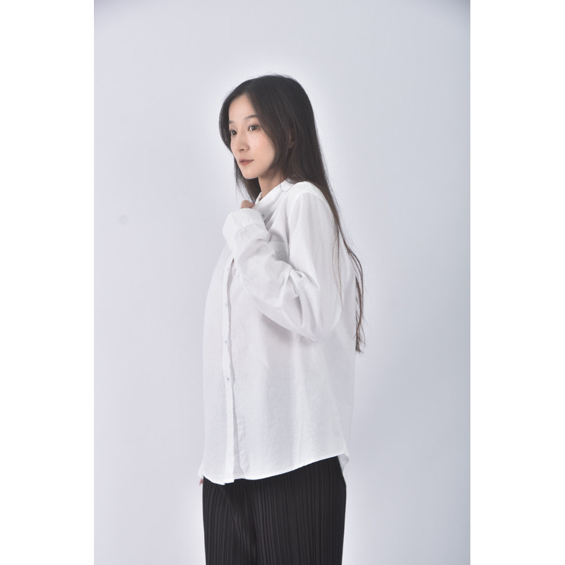 (M) net質感棉質純棉白色長袖上衣二手衣, , large